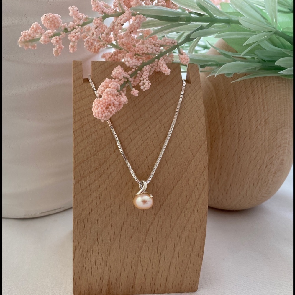 Pink Freshwater Pearl Necklace 18" 925 Silver - Picture 5 of 14